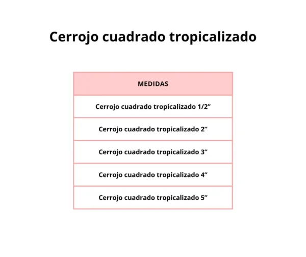 Cerrojo cuadrado tropicalizado - Image 3