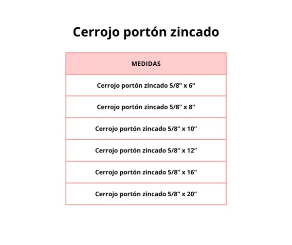 Cerrojo portón zincado - Image 3