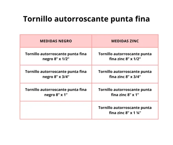 Tornillo autorroscante punta fina - Image 2