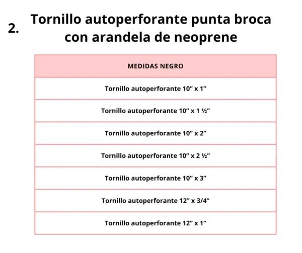 Tornillo autoperforante punta broca con arandela de neoprene - Image 3
