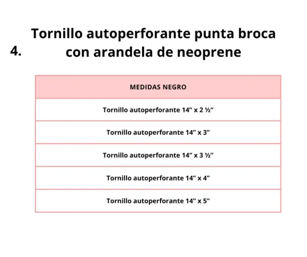 Tornillo autoperforante punta broca con arandela de neoprene - Image 5