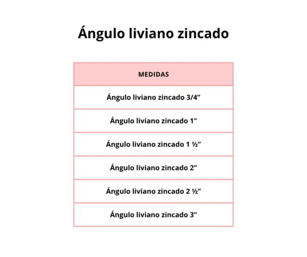 Ángulo liviano zincado - Image 2