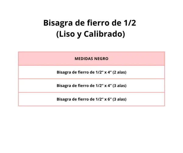 Bisagra de fierro de 1/2 (liso y calibrado) - Image 3