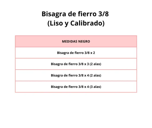 Bisagra de fierro 3/8 (liso y calibrado) - Image 3
